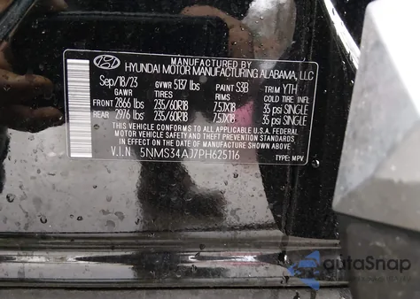 2023 Hyundai Santa Fe Sel from USA, damaged, VIN 5NMS34AJ7PH625116